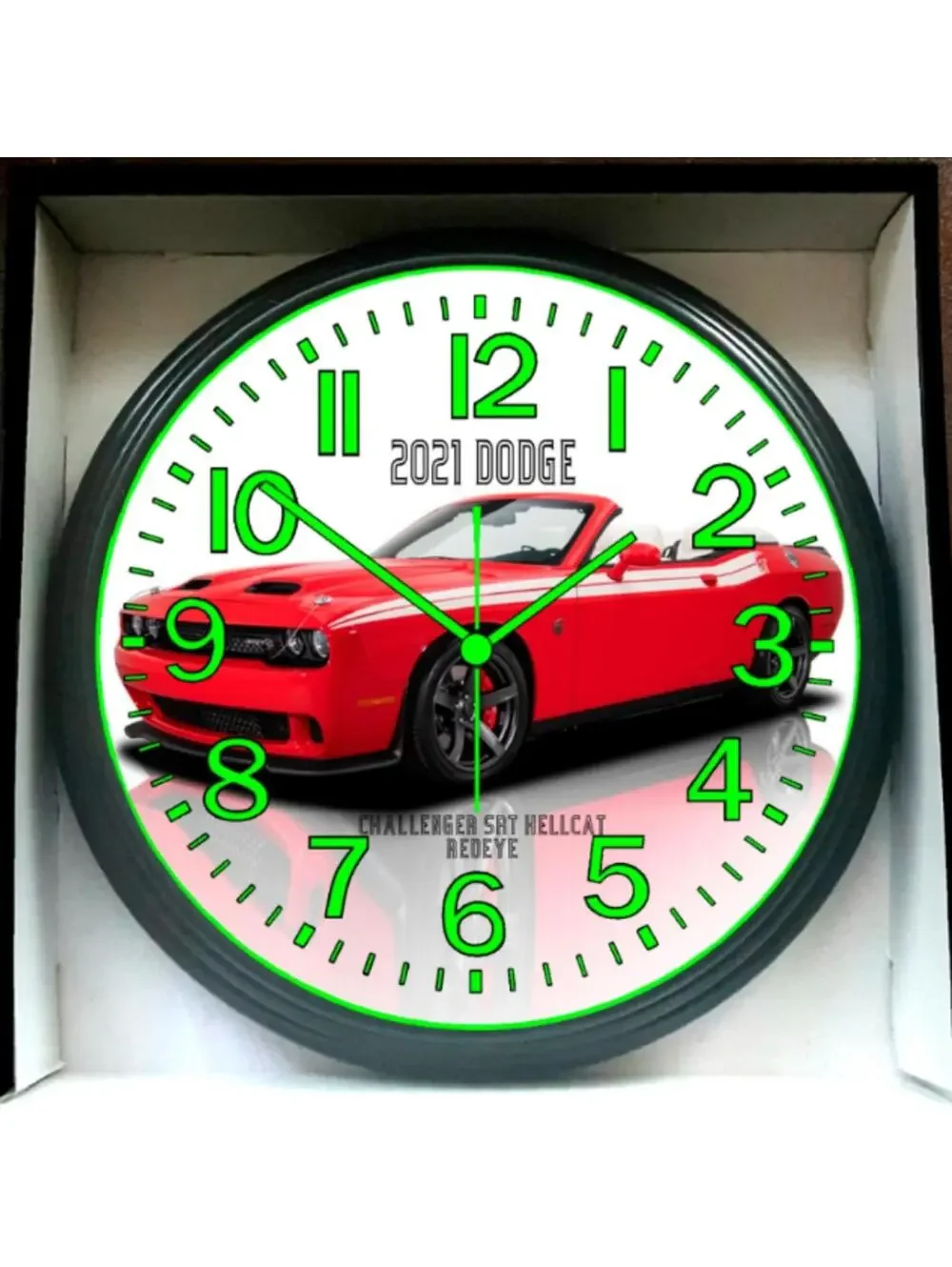 2021 Dodge Hellcat Red Eye Glow In The Dark Wall Clock New!